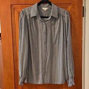 Max Studio Women’s Black and White Checkered Shirt sz L